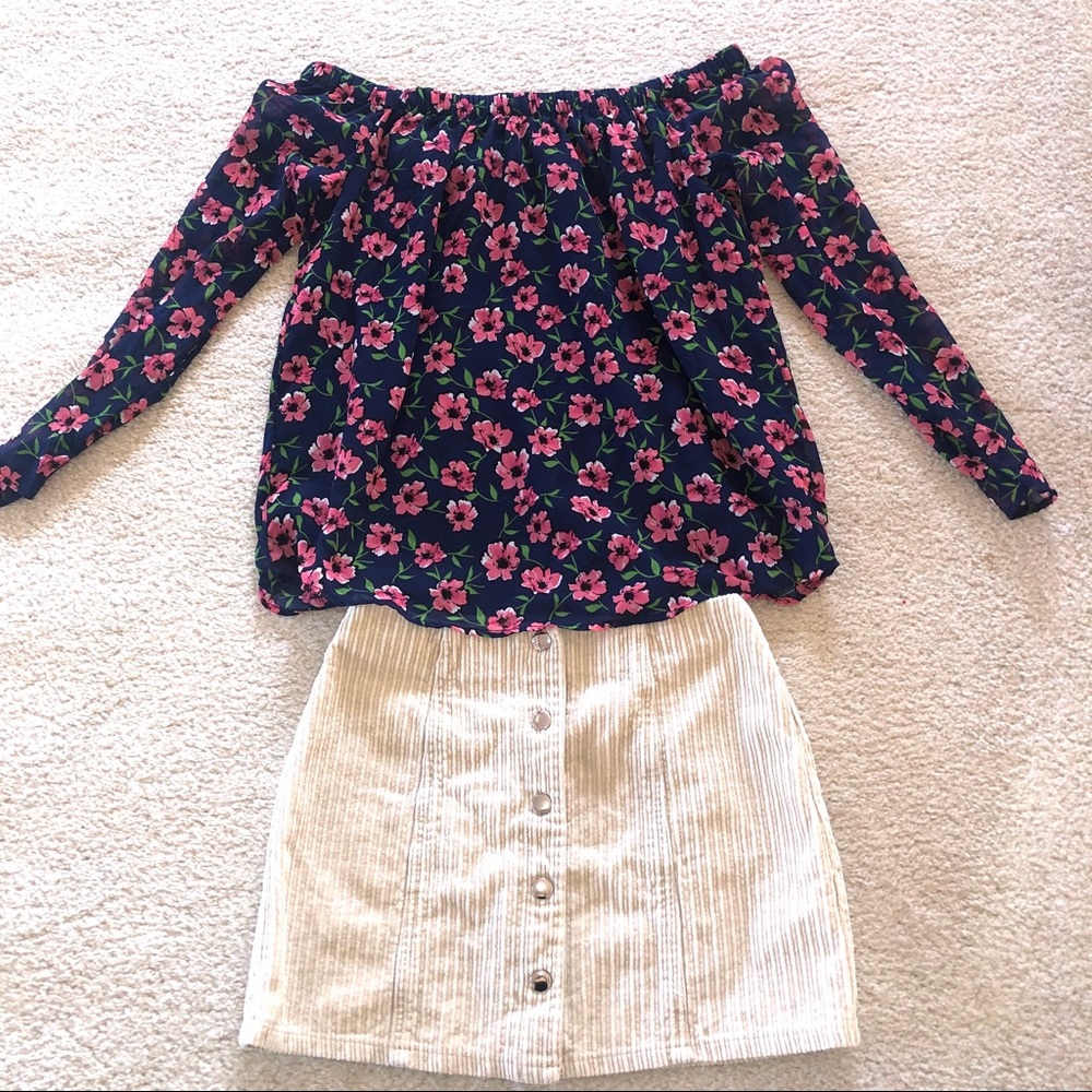 NWOT Sheer floral off-shoulder blouse